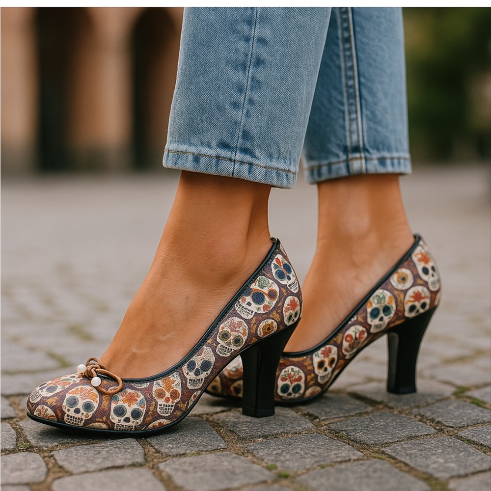 Blink brand awesome skull design pump heels!